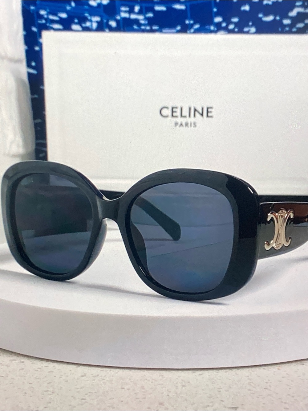 CELINE Paris Black Oversized Square Sunglasses